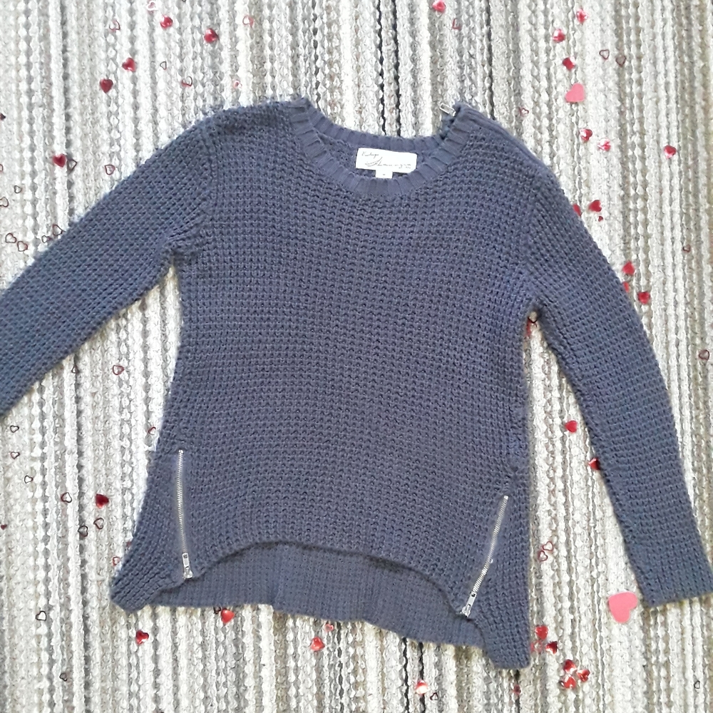 Vintage Havana Open Knit Side Zipper Sweater